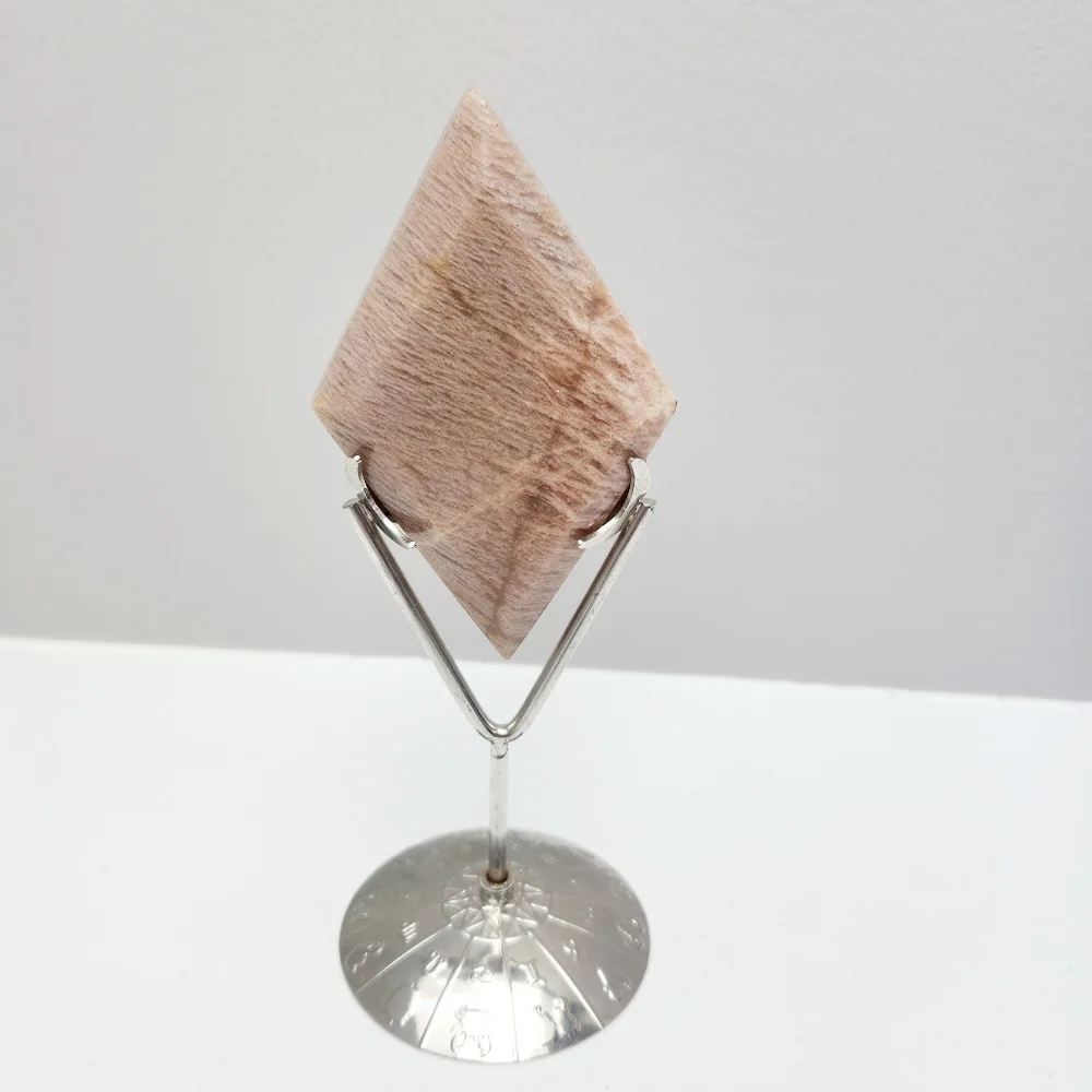 RARE pink amazonite diamond carving with silver stand - crystals gemstone rock - Picture 5 of 12